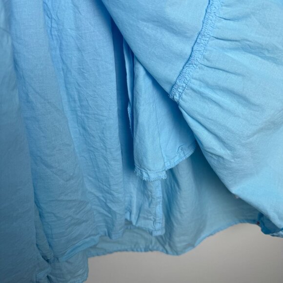 Xirena Mini Dress Nadia Tiered Blouson-Sleeve Poplin Bluebird Sz M Coastal - Picture 9 of 9